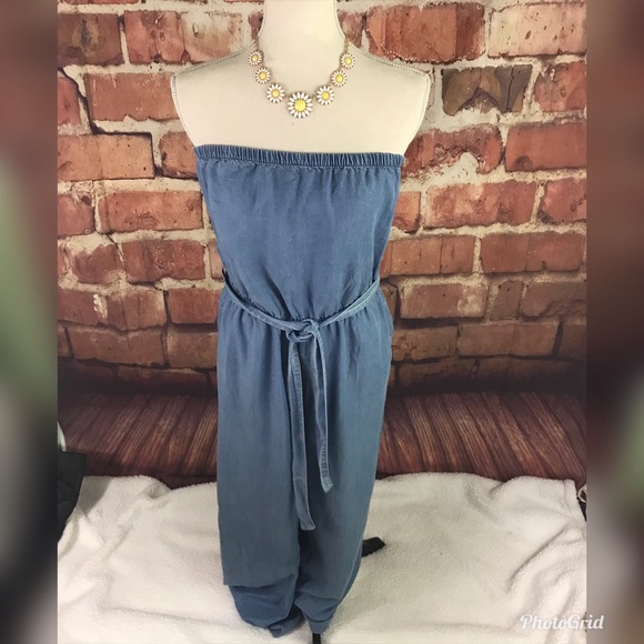 FOREVER 21 Strapless Chambray Jumpsuit - Picture 2 of 8